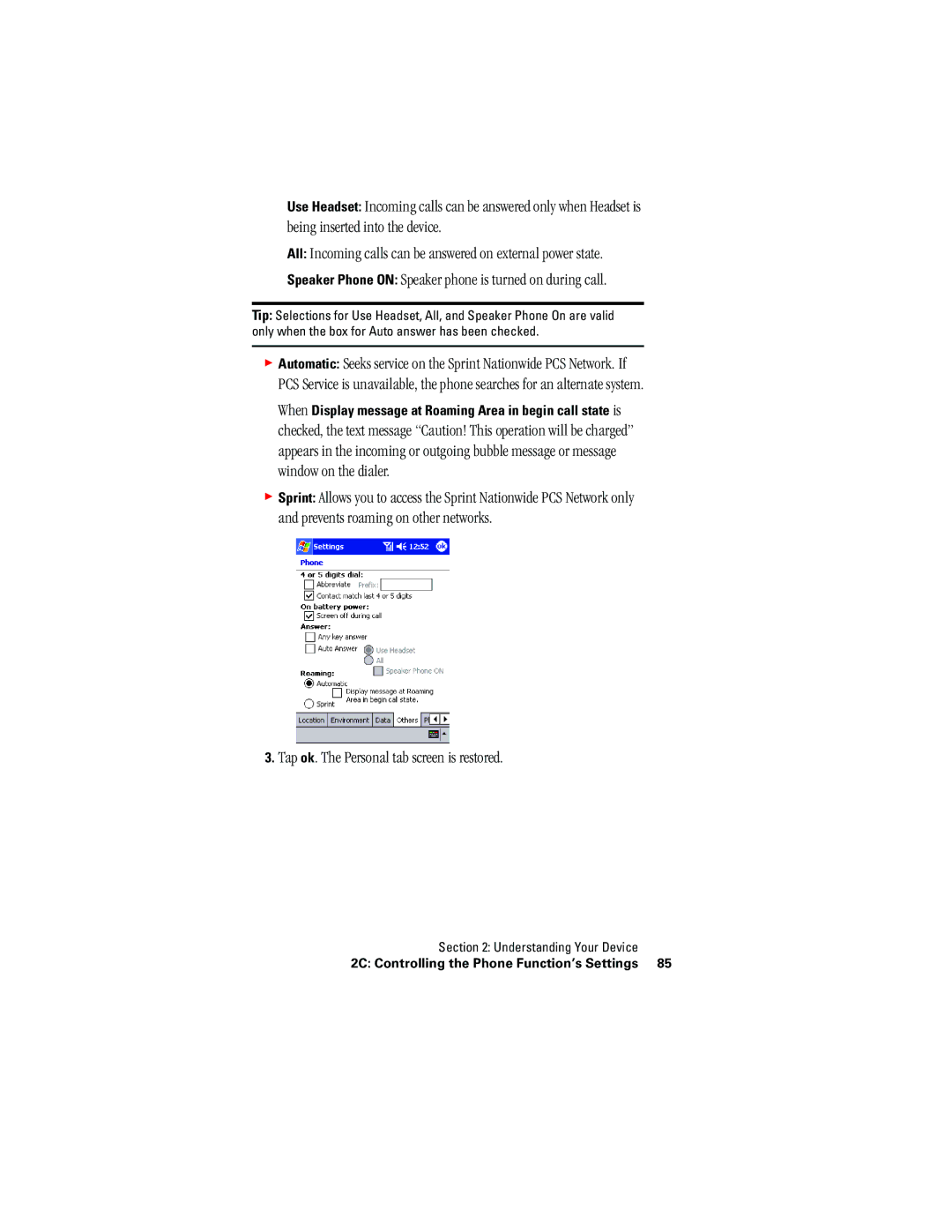 Hitachi SH-G1000 manual 2C Controlling the Phone Function’s Settings 