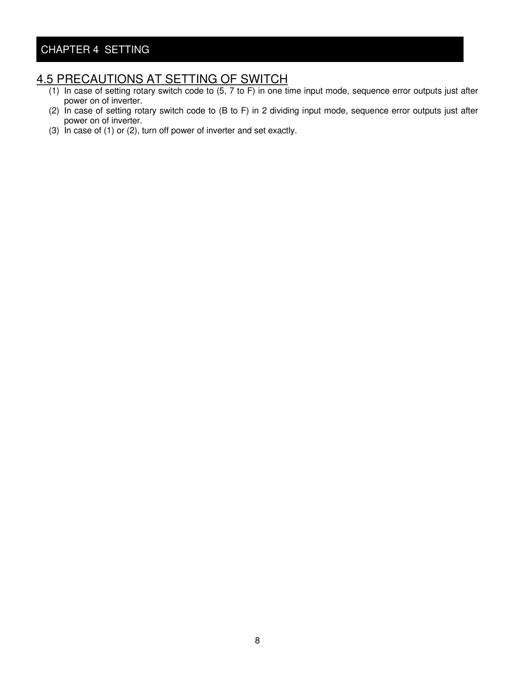 Hitachi SJ-DG instruction manual Precautions AT Setting of Switch 