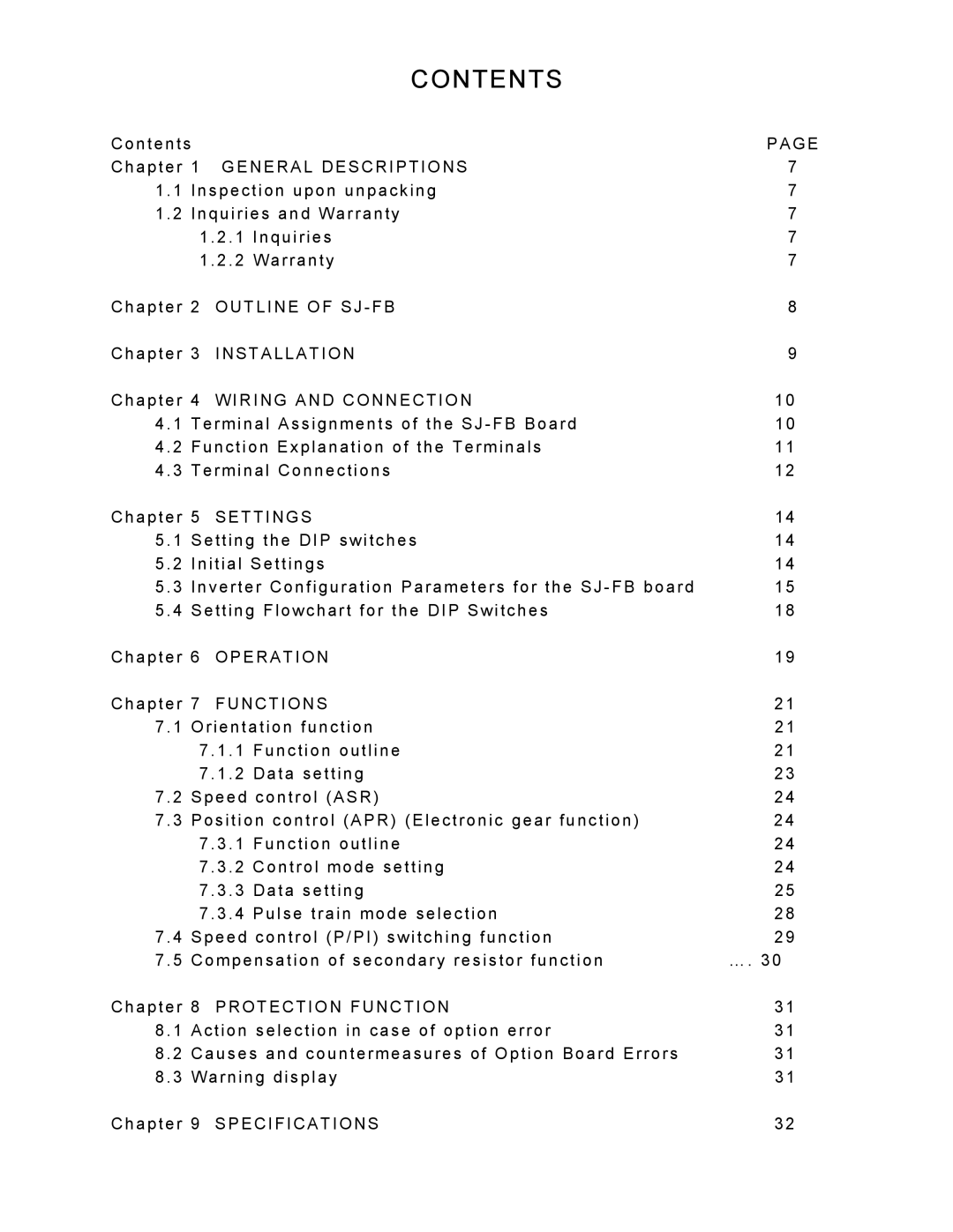 Hitachi SJ-FB manual Contents 