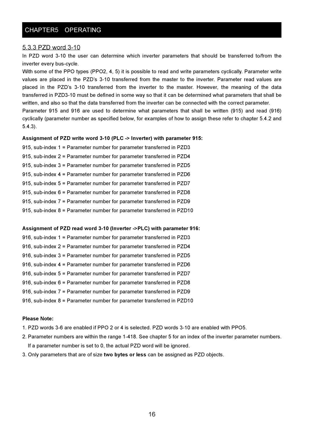 Hitachi SJ-PB(T) instruction manual PZD word, Please Note 