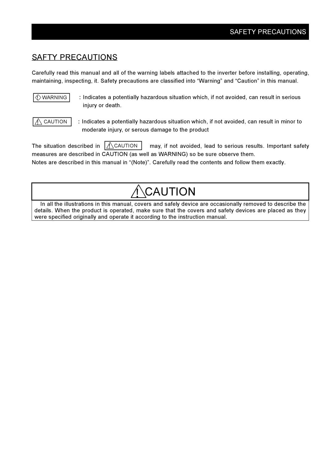 Hitachi SJ-PB(T) instruction manual Safty Precautions 