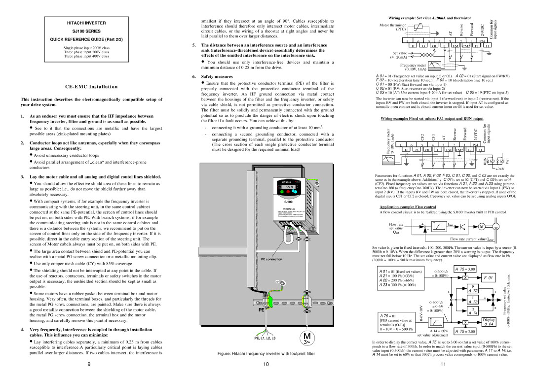 Hitachi SJ100 manual Large areas. Consequently, Safety measures, Cables. This influence you can minimize 