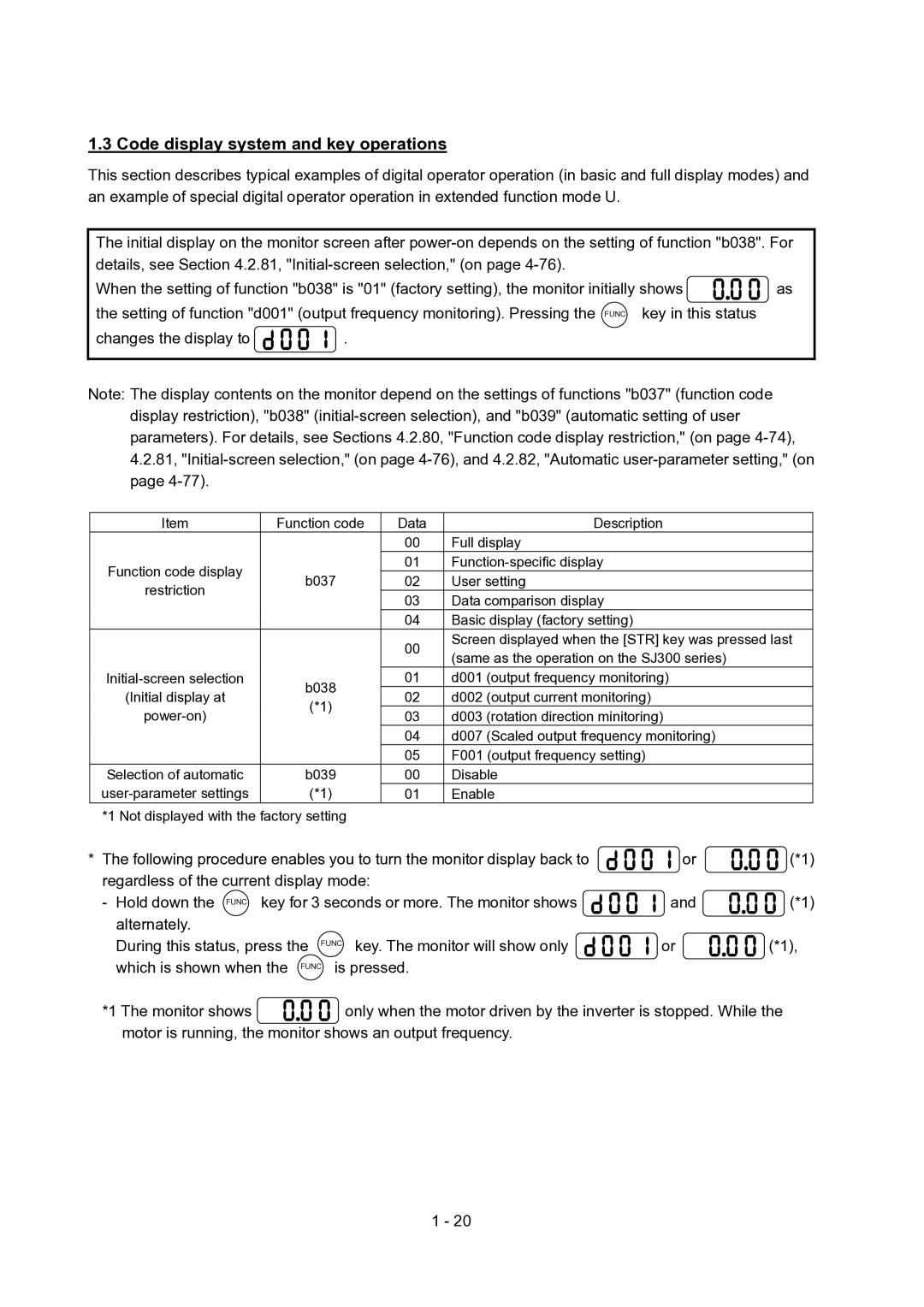 Hitachi SJ700-2 Series service manual Code display system and key operations 