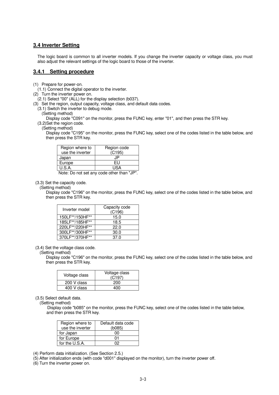 Hitachi SJ700-2 Series service manual Inverter Setting, Setting procedure 