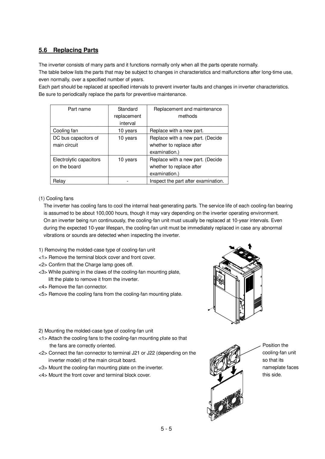 Hitachi SJ700-2 Series service manual Replacing Parts 