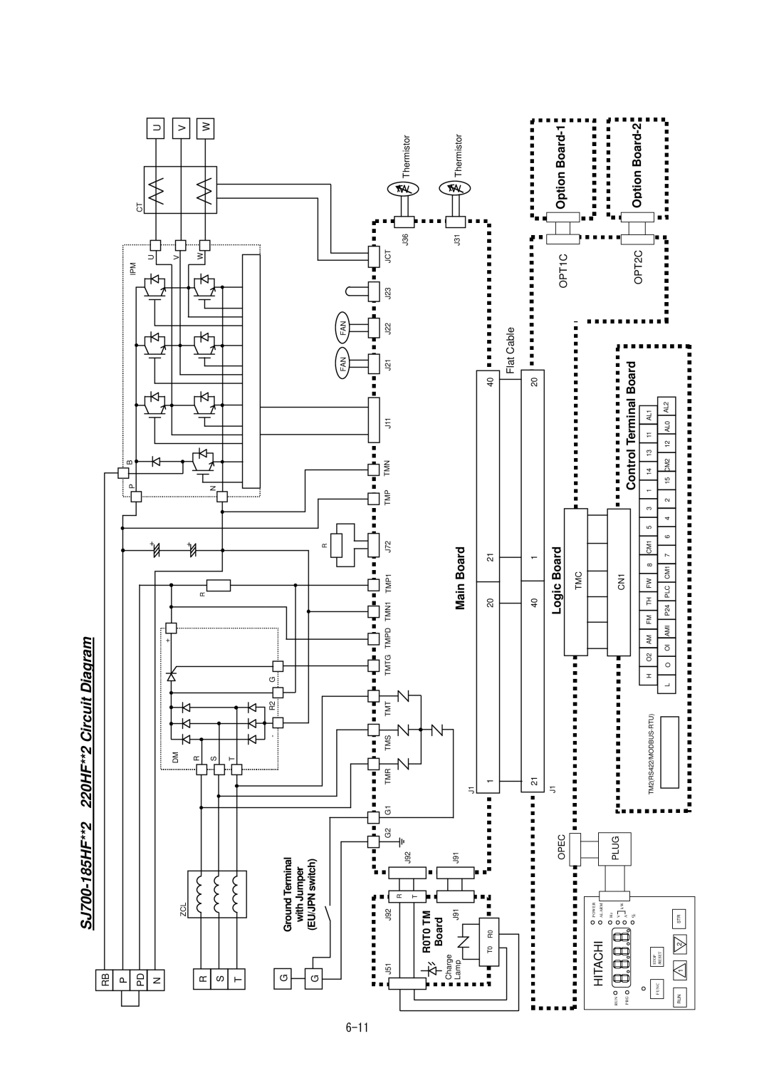 Hitachi SJ700-2 Series service manual SJ700-185HF**2 220HF**2 Circuit Diagram 