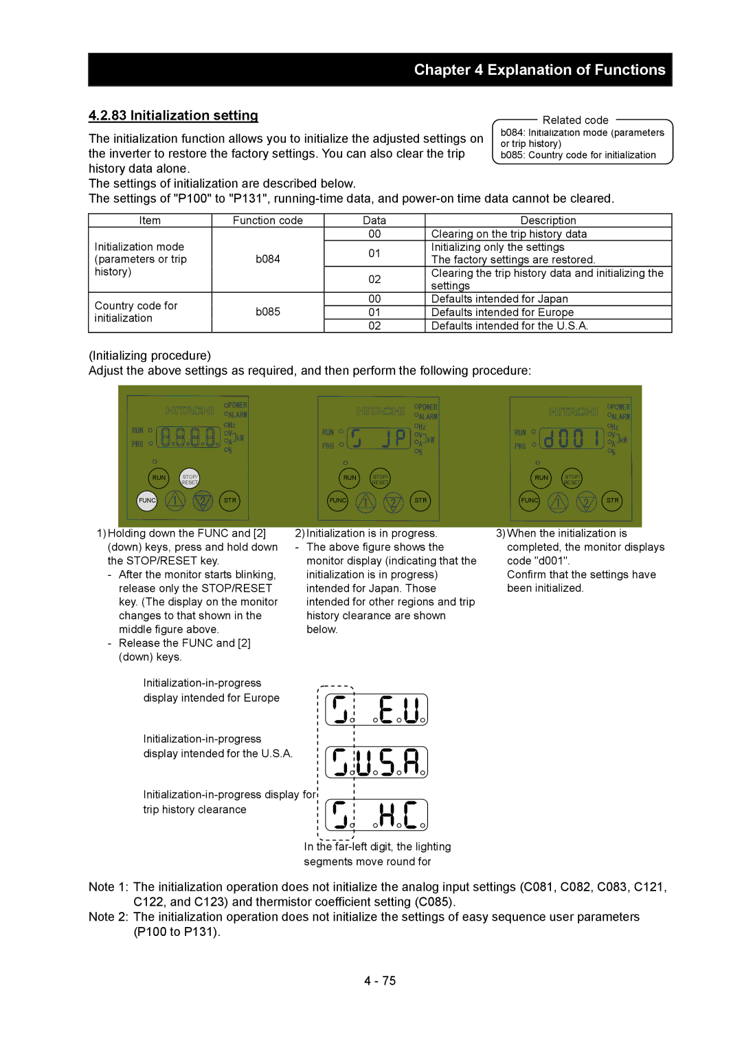 Hitachi SJ700-2 instruction manual Initialization setting 