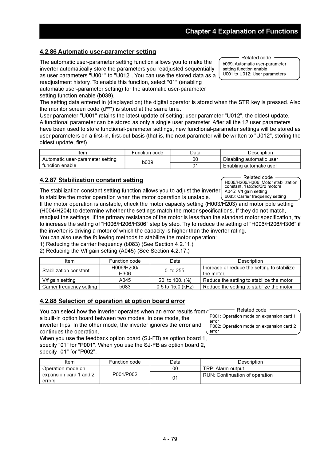 Hitachi SJ700-2 instruction manual Automatic user-parameter setting, Stabilization constant setting 