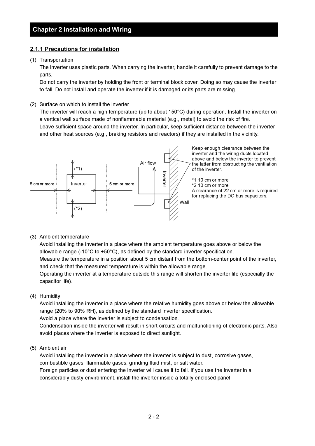 Hitachi SJ700-2 instruction manual Precautions for installation, Inverter 