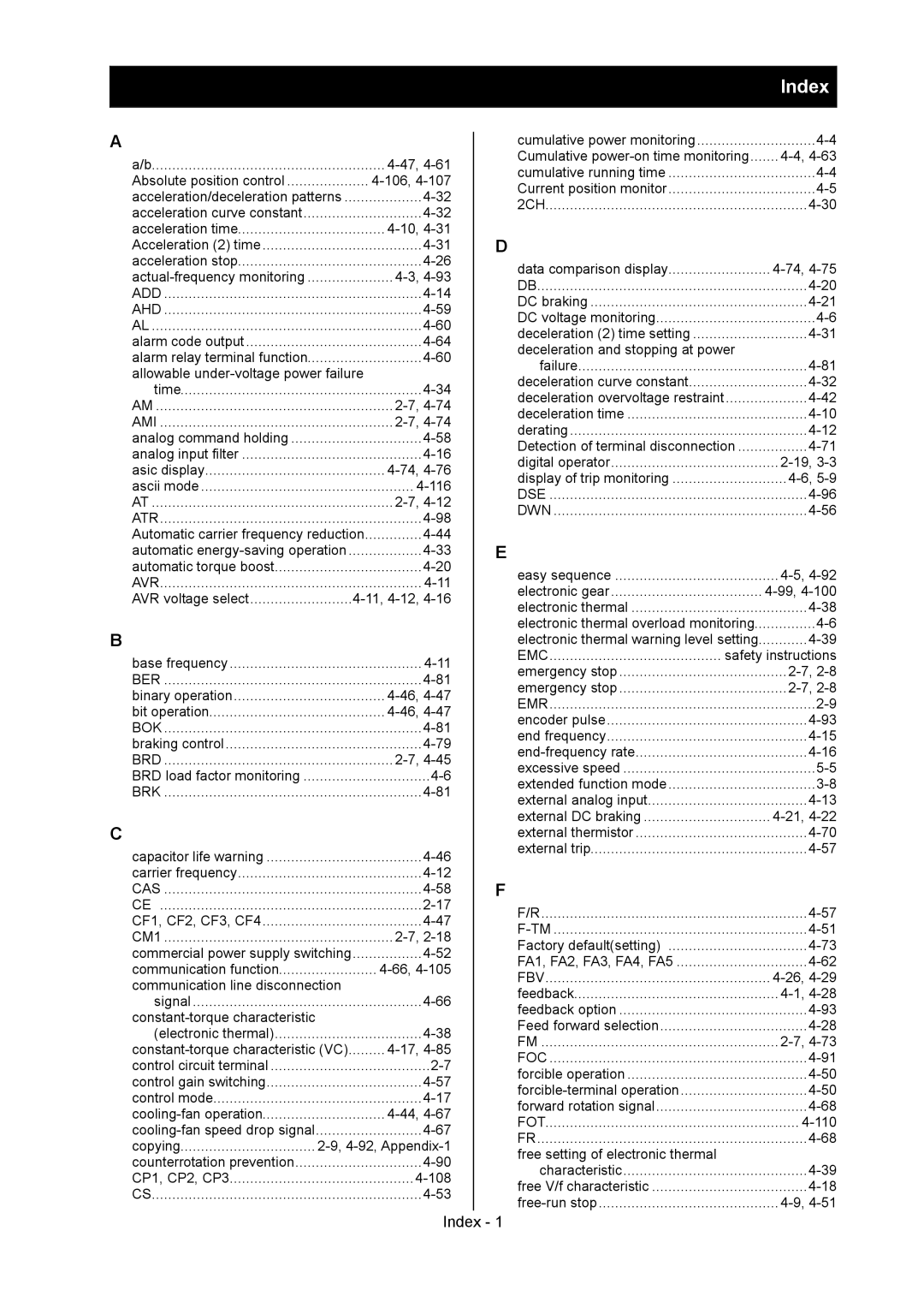 Hitachi SJ700-2 instruction manual Index 