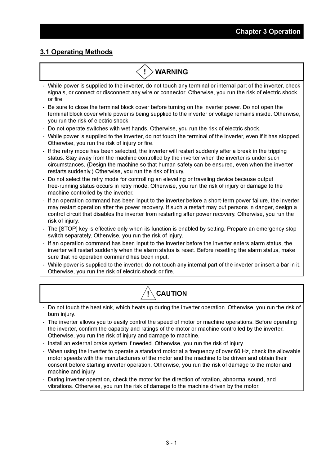 Hitachi SJ700-2 instruction manual Operating Methods, ！ Warning 