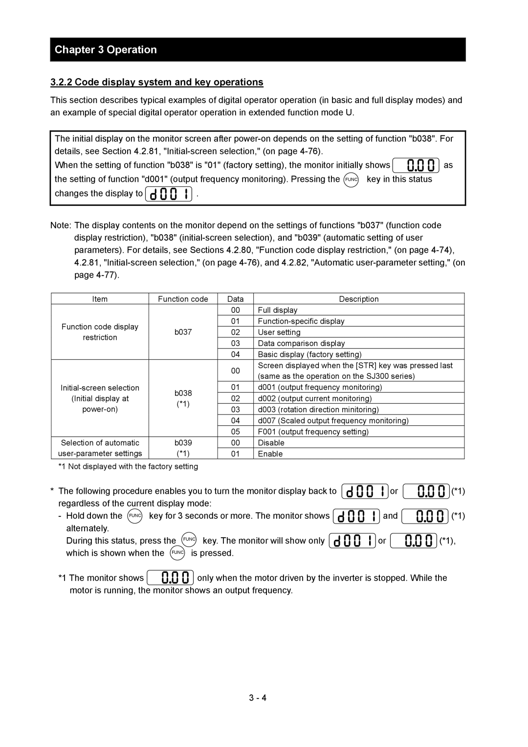 Hitachi SJ700-2 instruction manual Code display system and key operations 