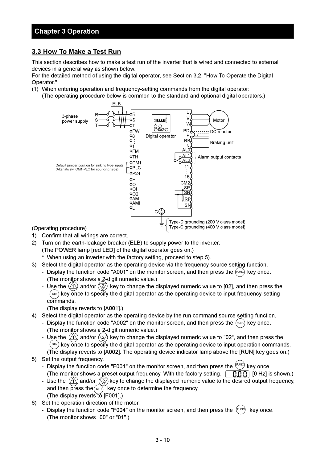 Hitachi SJ700-2 instruction manual How To Make a Test Run, Elb 