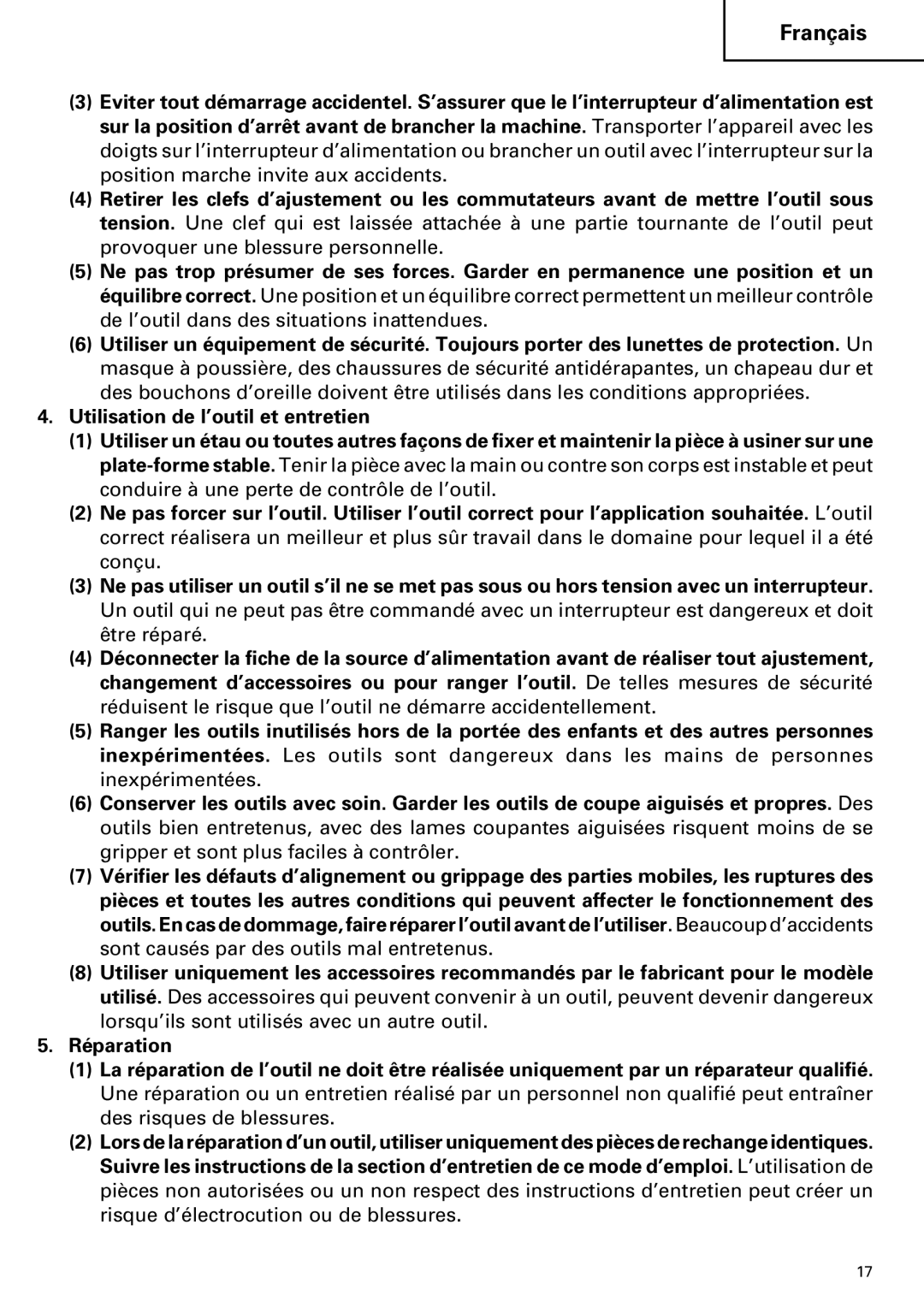 Hitachi SP 18SA instruction manual Français 