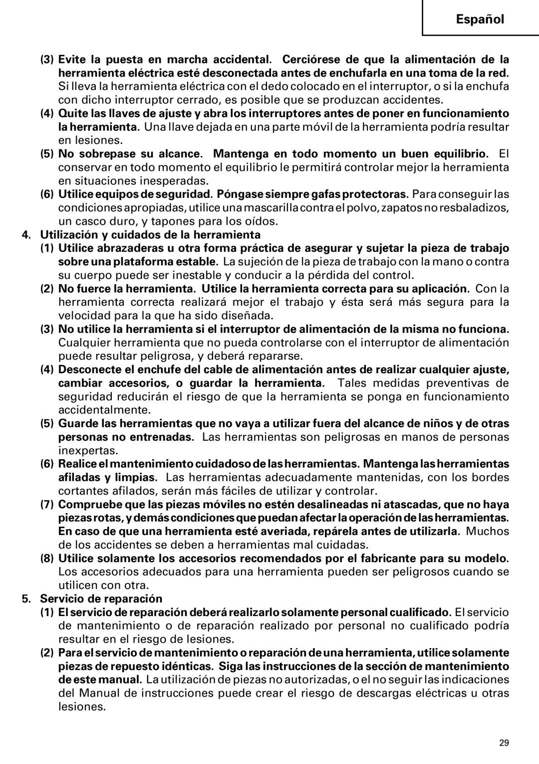 Hitachi SP 18SA instruction manual Español 