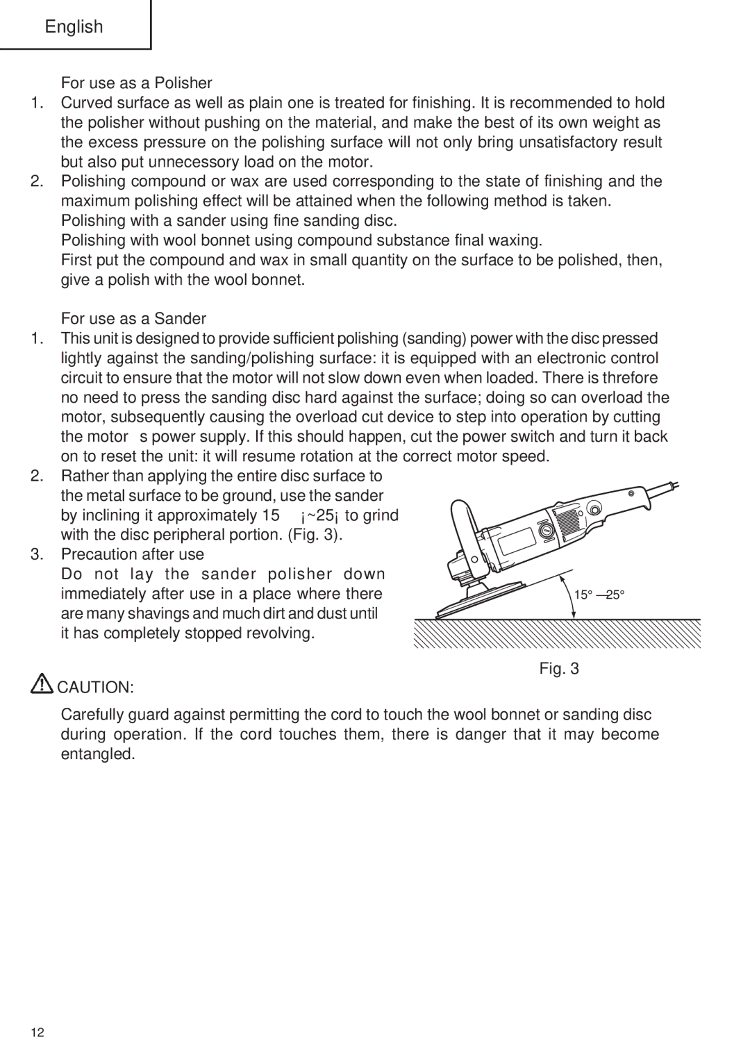 Hitachi SP18VA instruction manual For use as a Polisher, For use as a Sander 