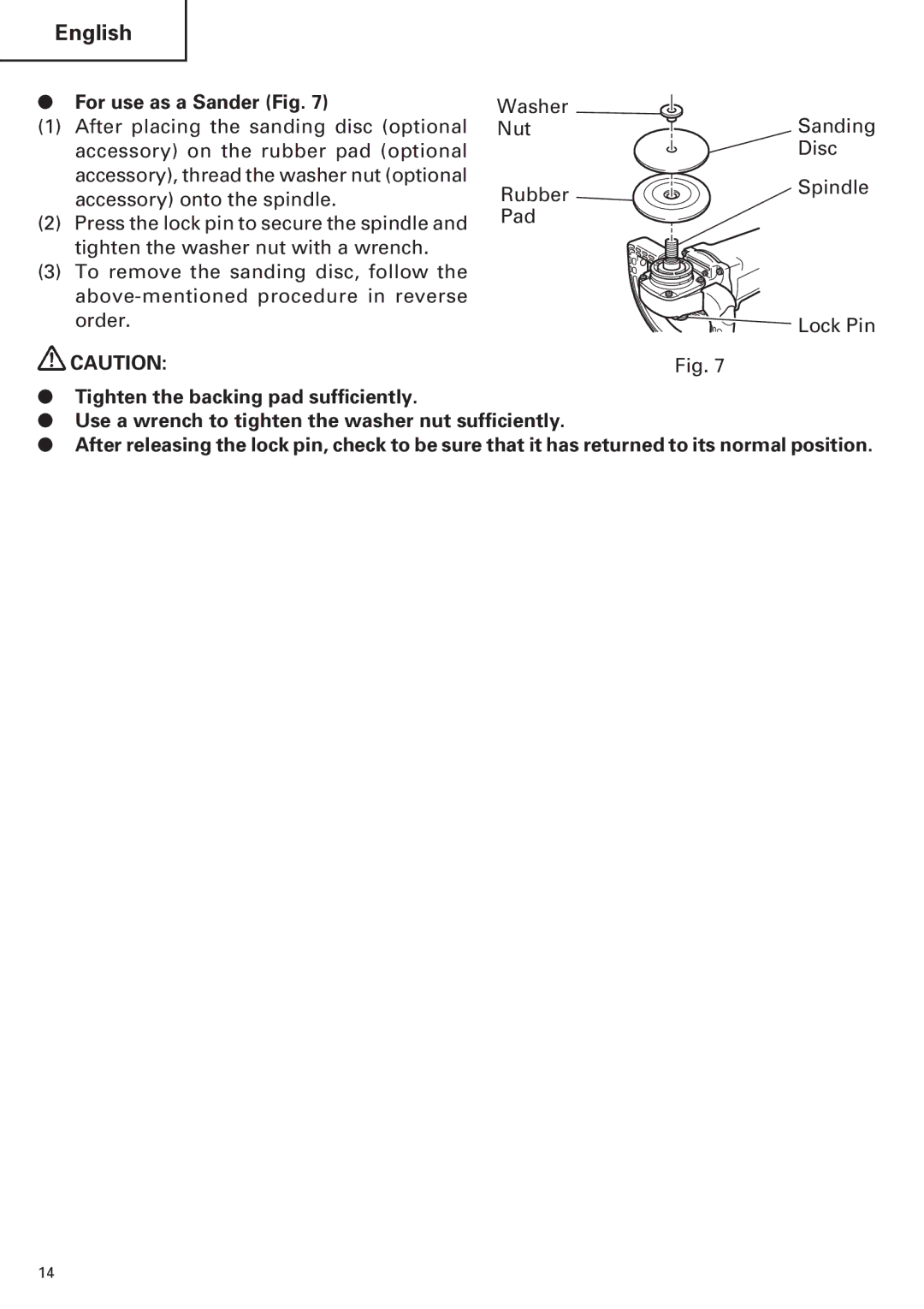 Hitachi SP18VA instruction manual For use as a Sander Fig 