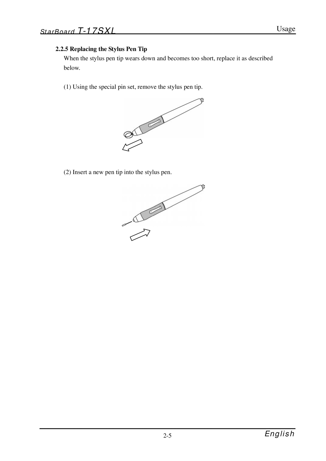 Hitachi starboard manual Replacing the Stylus Pen Tip 