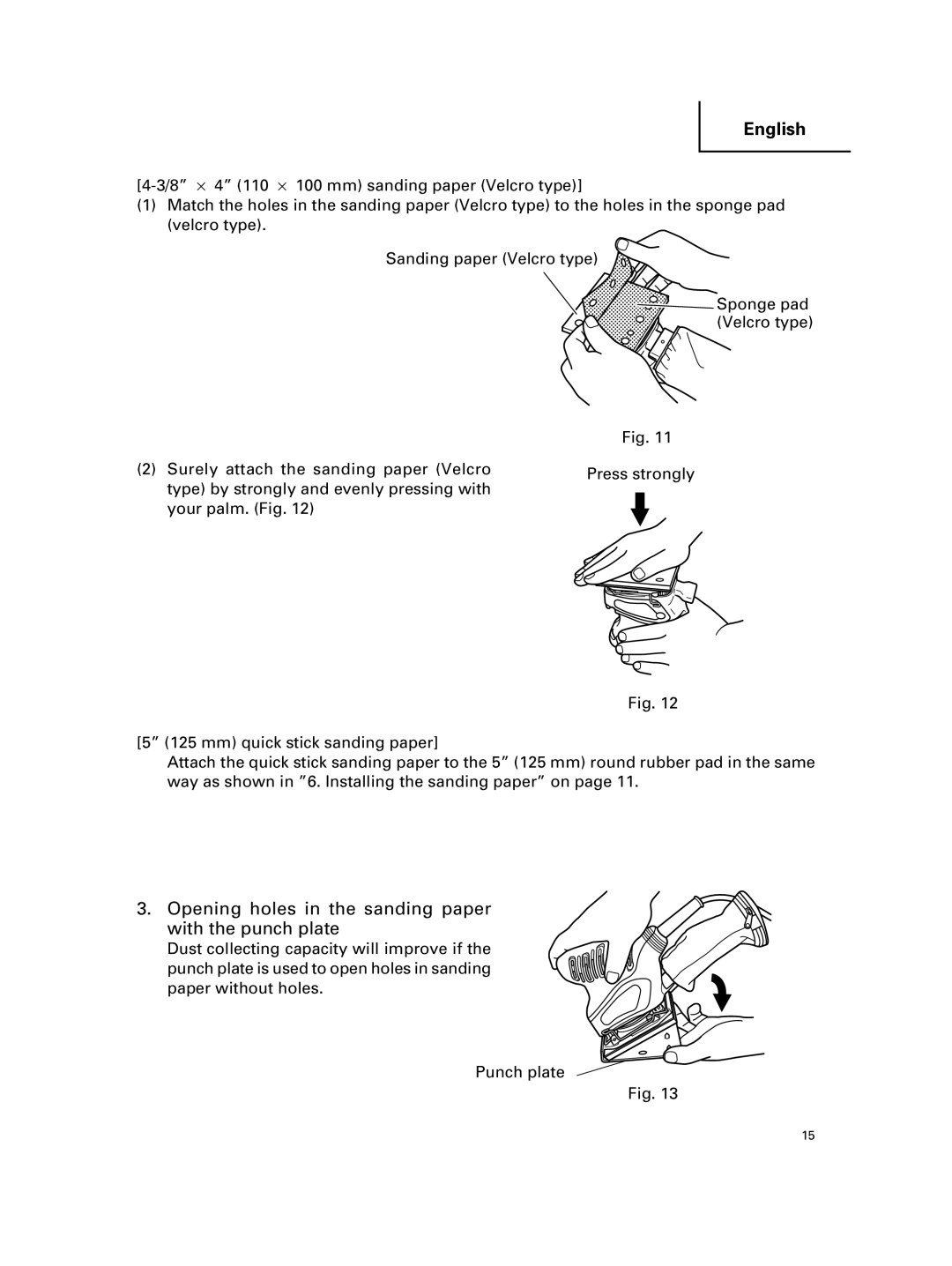 Hitachi SV 12SG instruction manual Opening holes in the sanding paper with the punch plate 