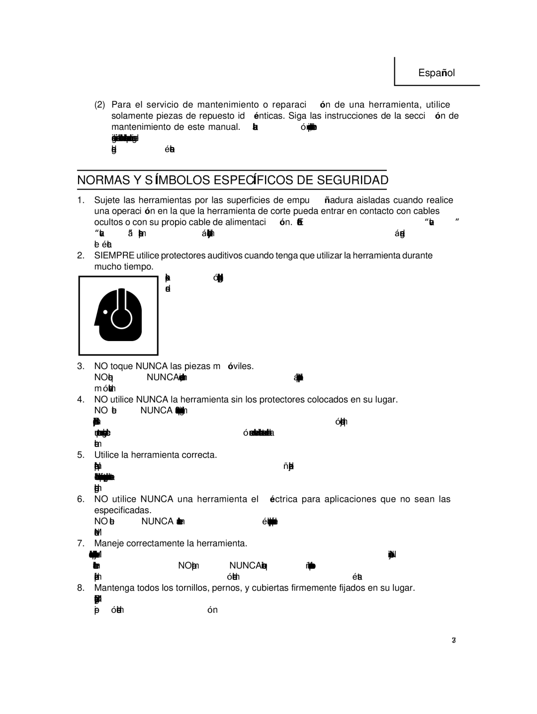 Hitachi SV 12SG instruction manual Normas Y Símbolos Específicos DE Seguridad, No toque Nunca las piezas móviles 