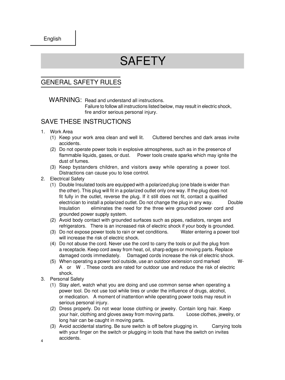 Hitachi SV 12SG instruction manual General Safety Rules 