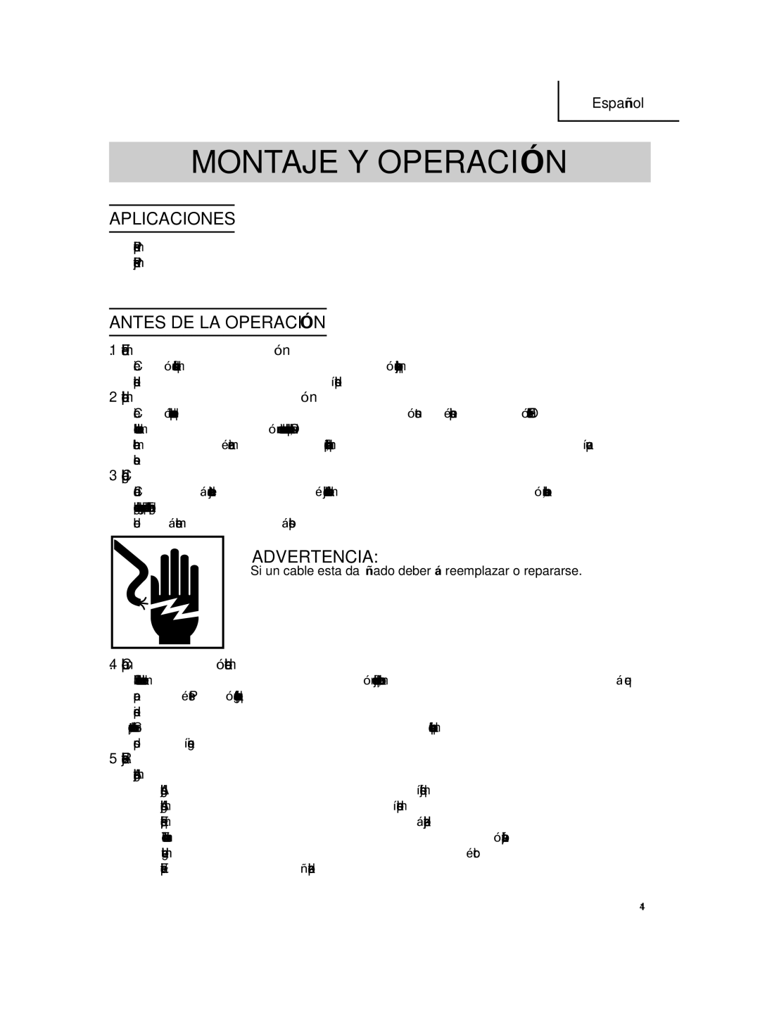 Hitachi SV 12SG instruction manual Montaje Y Operación, Aplicaciones, Antes DE LA Operación 