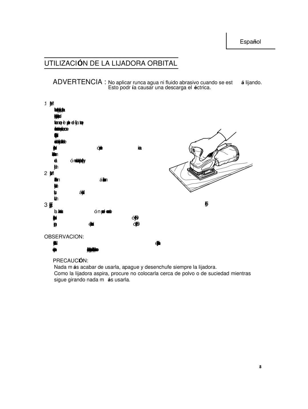 Hitachi SV 12SG instruction manual Utilización DE LA Lijadora Orbital, Encendido y apagado de la lijadora 