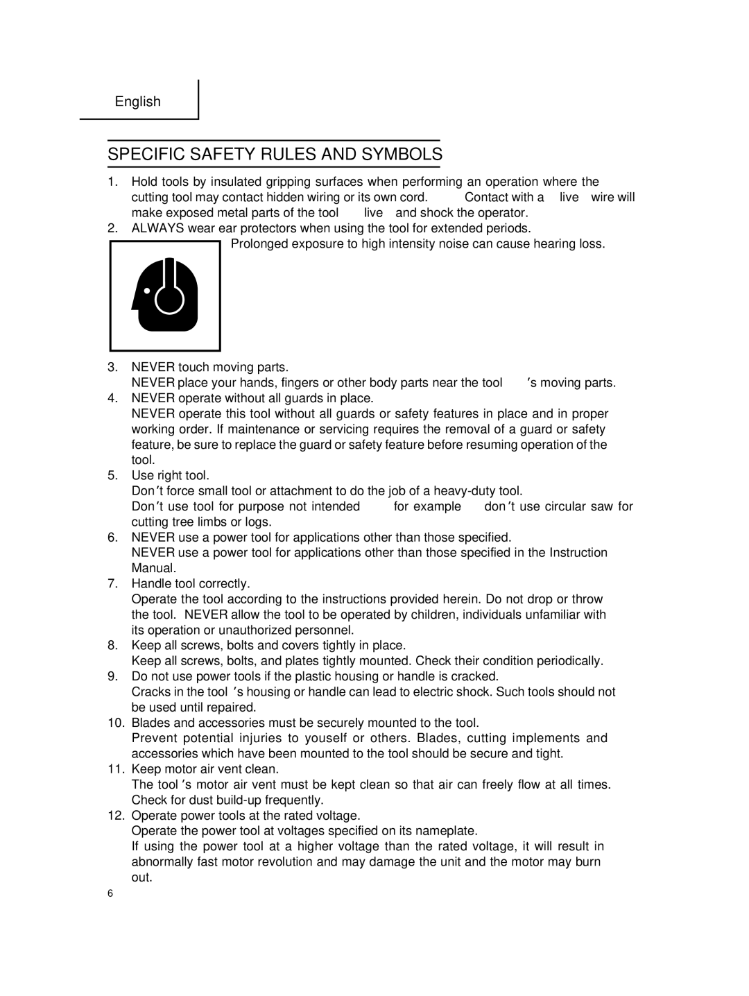 Hitachi SV 12SG instruction manual Specific Safety Rules and Symbols 