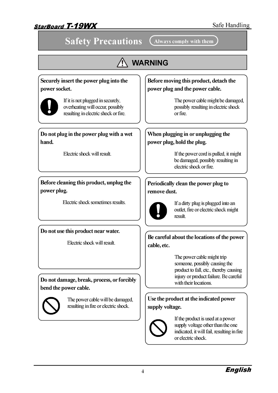 Hitachi T-19WX warranty Safety Precautions 