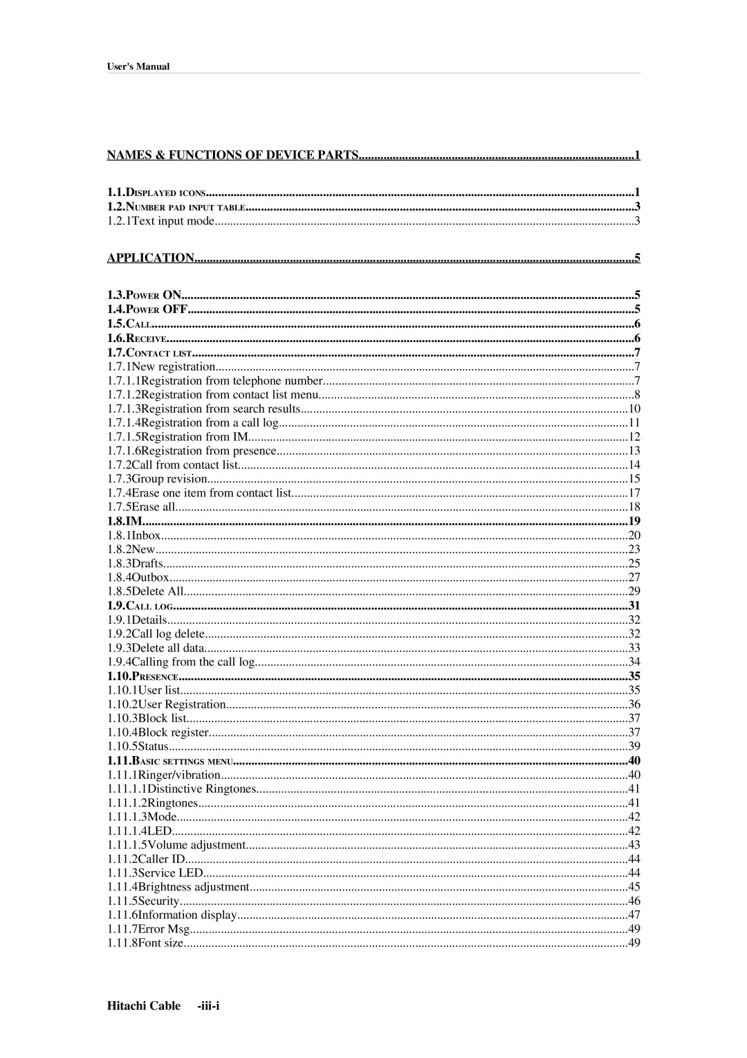 Hitachi TD61-2472 user manual Application Power on Power OFF 