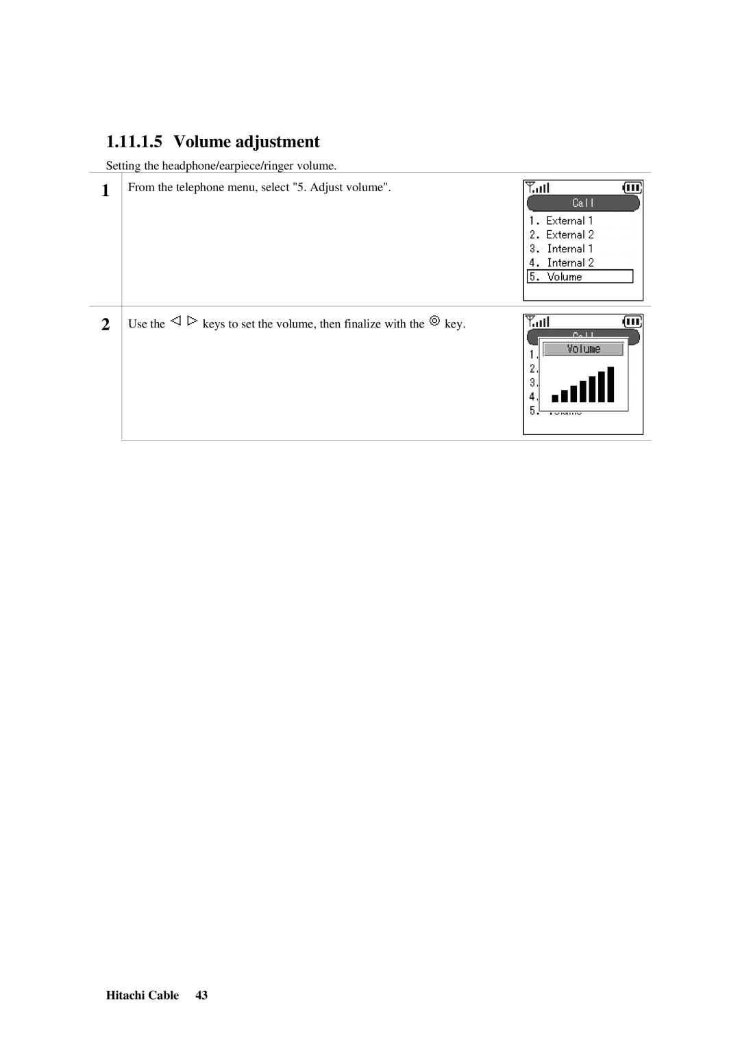 Hitachi TD61-2472 user manual Volume adjustment 