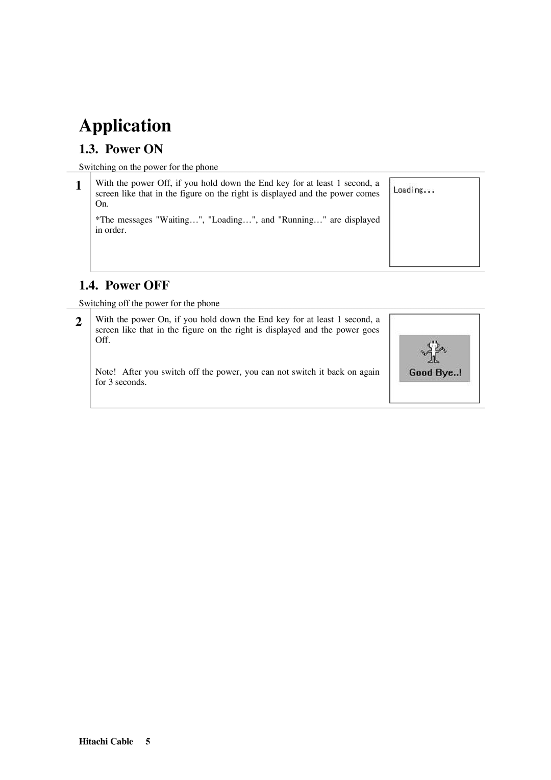 Hitachi TD61-2472 user manual Power on, Power OFF 