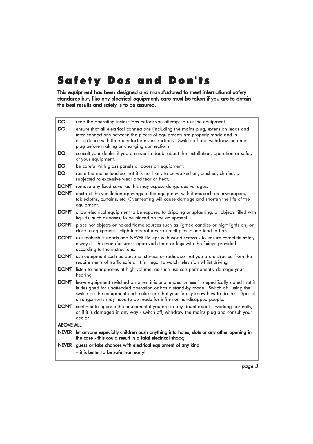 Hitachi TRK100DAB manual Safety Dos and Donts, Above All, Never, it is better to be safe than sorry 