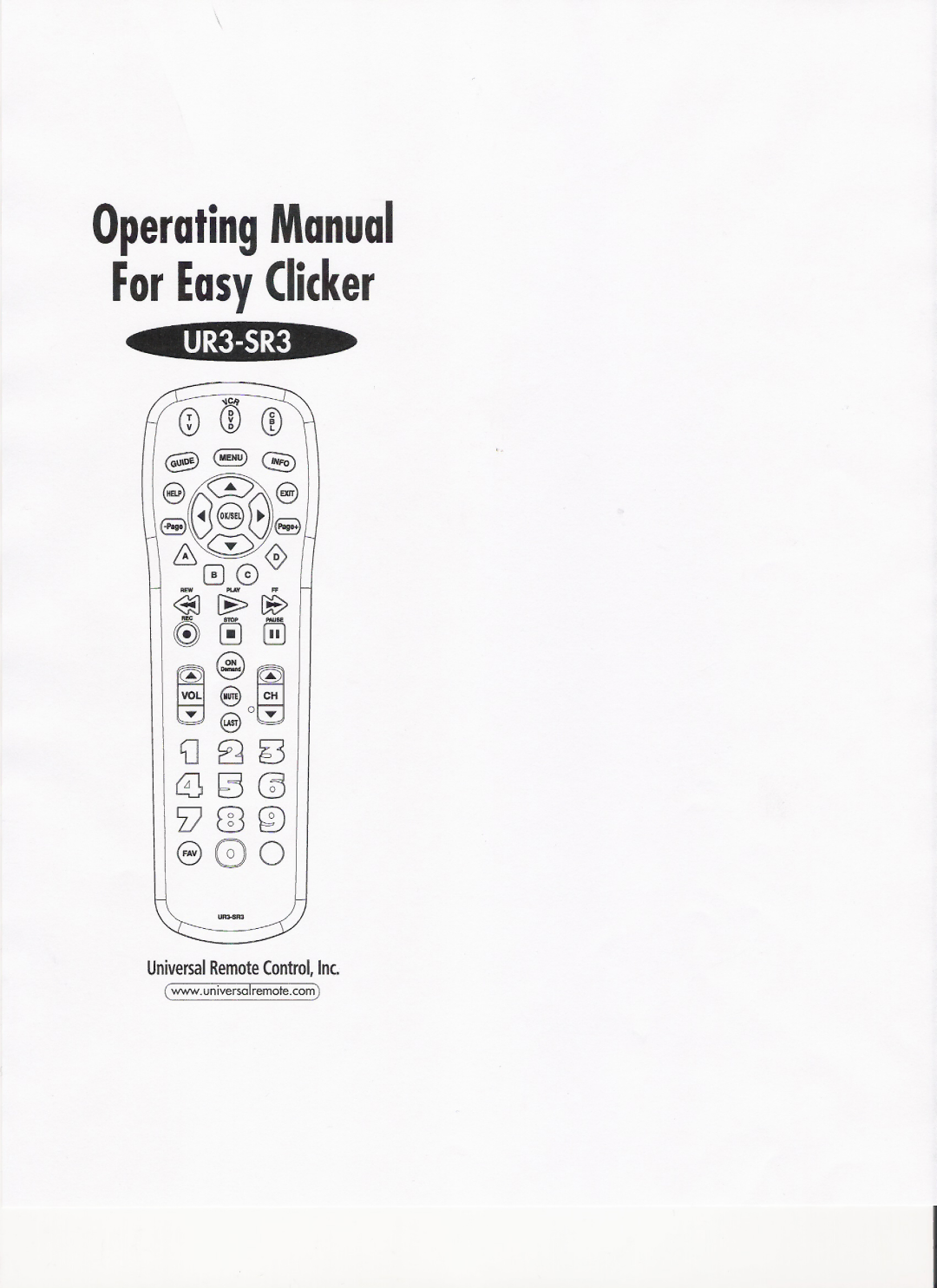 Hitachi UR3-SR3 manual 