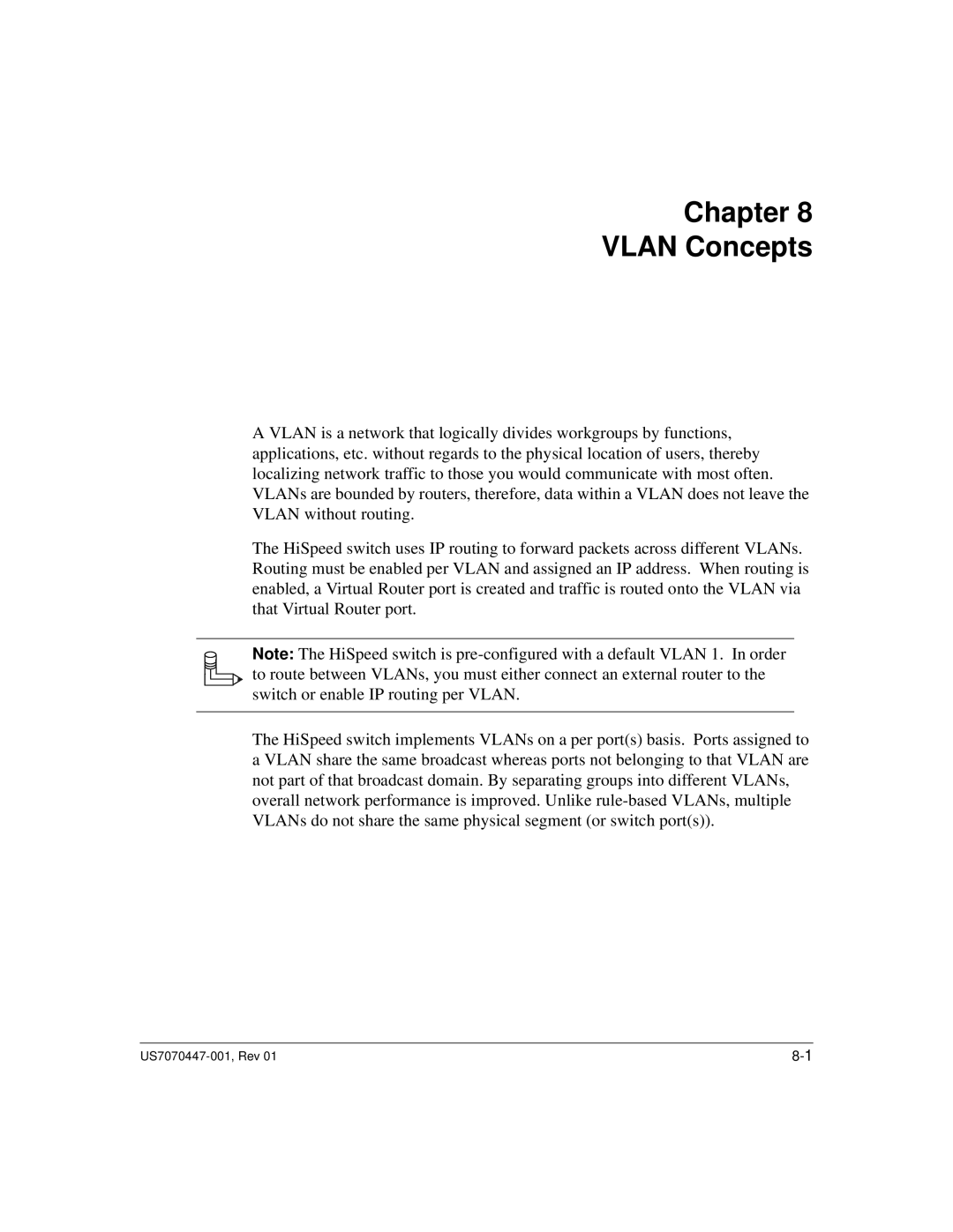 Hitachi US7070447-001 manual Chapter VLAN Concepts 