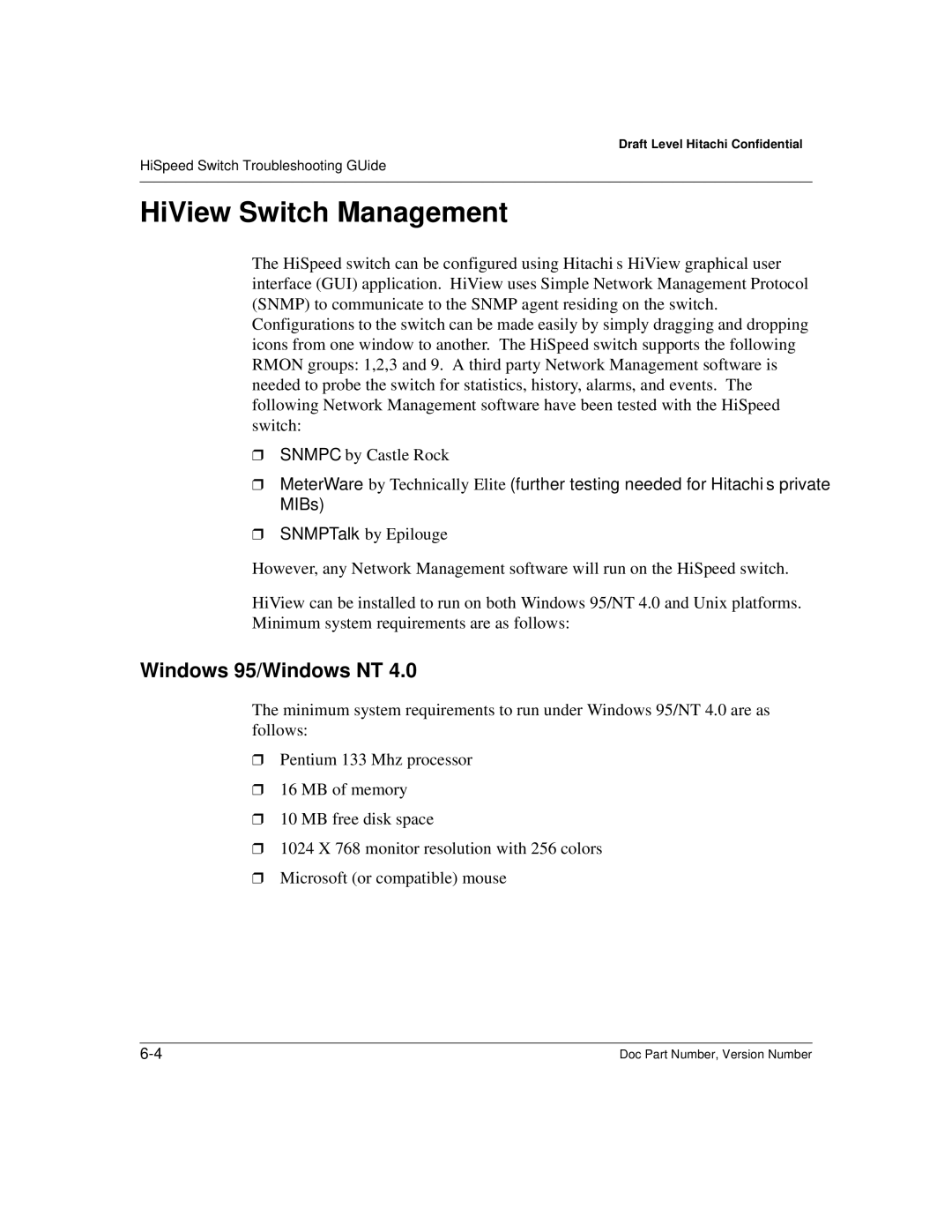 Hitachi US7070447-001 manual HiView Switch Management, Windows 95/Windows NT 