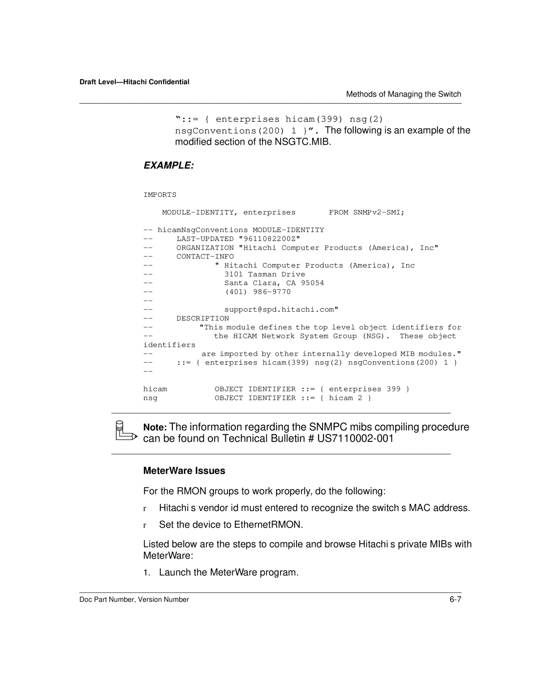 Hitachi US7070447-001 manual Example 