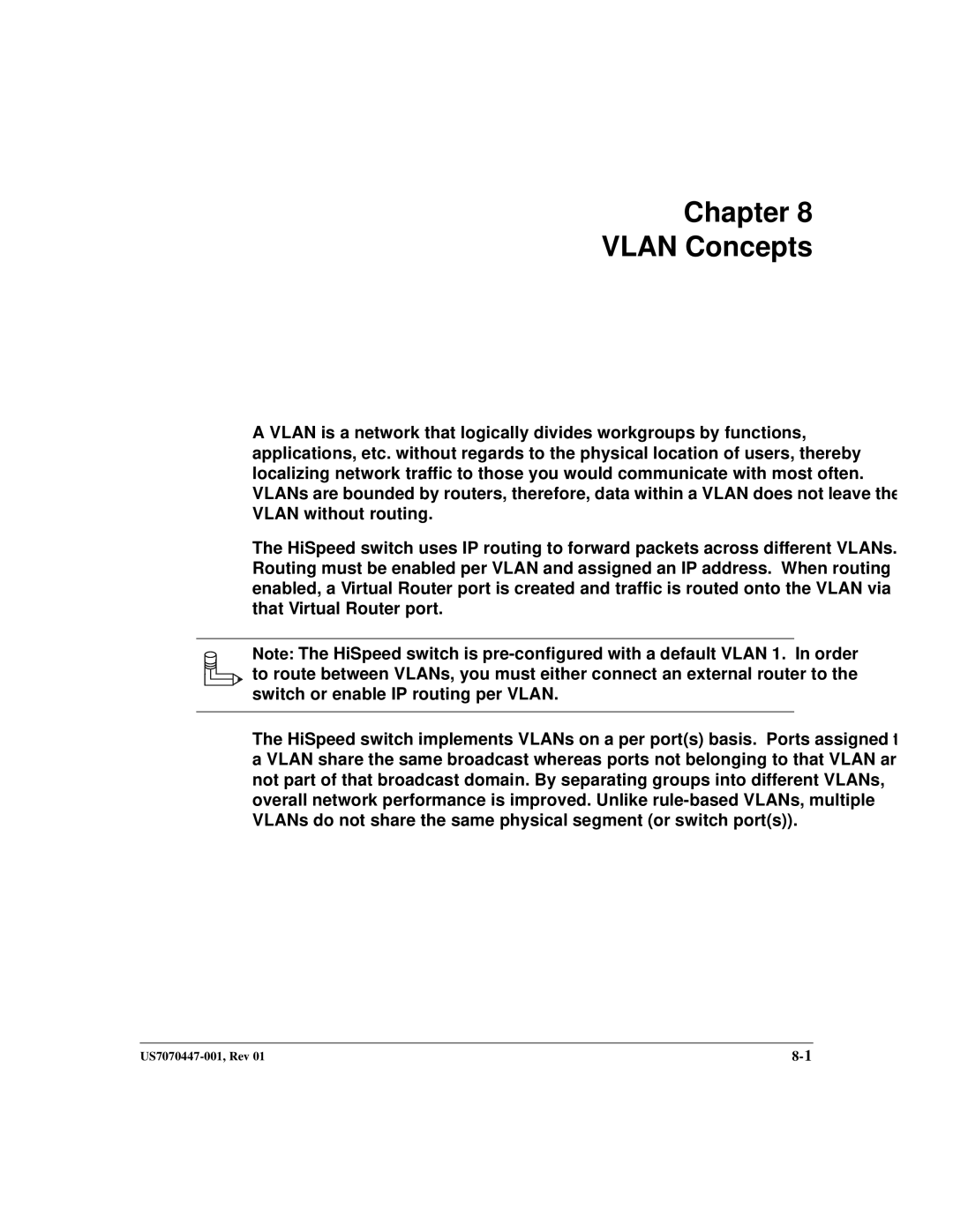 Hitachi US7070447-001 manual Chapter Vlan Concepts 