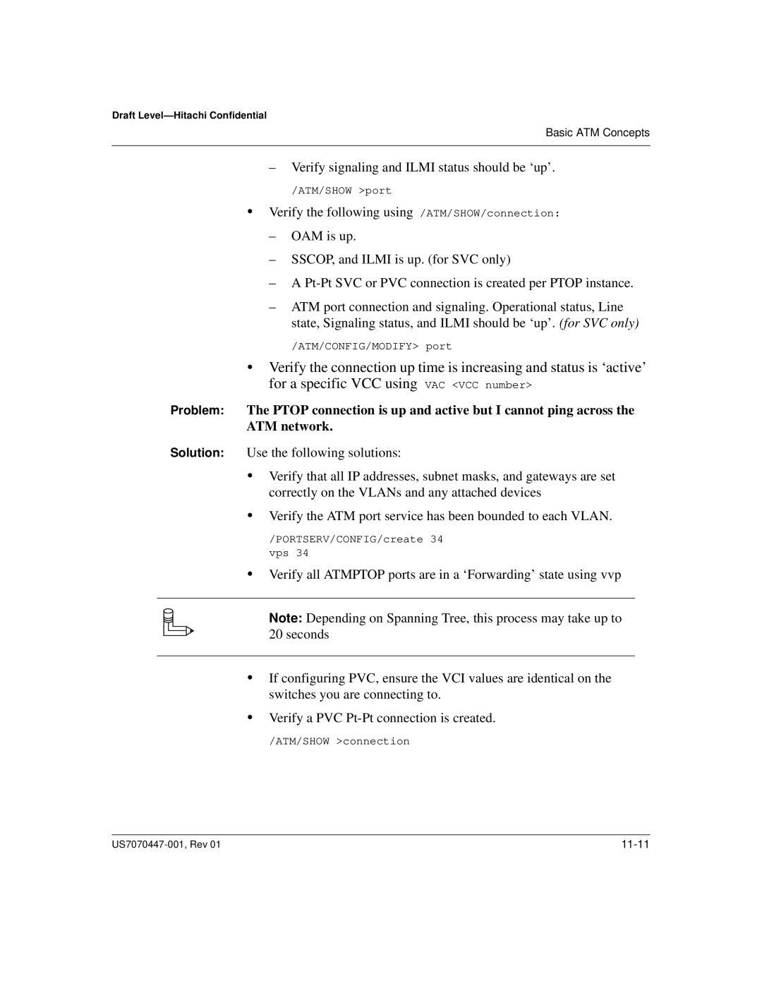 Hitachi US7070447-001 manual Verify signaling and Ilmi status should be ‘up’ 