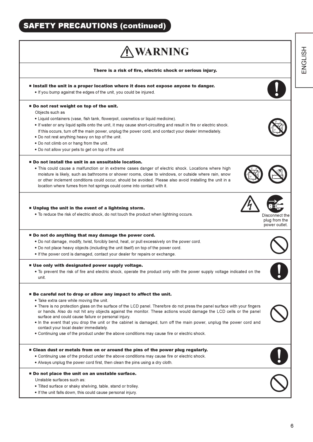 Hitachi UT32A302W manual Safety Precautions 