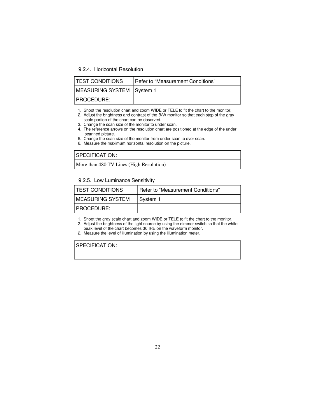 Hitachi vl-21a instruction manual Low Luminance Sensitivity 