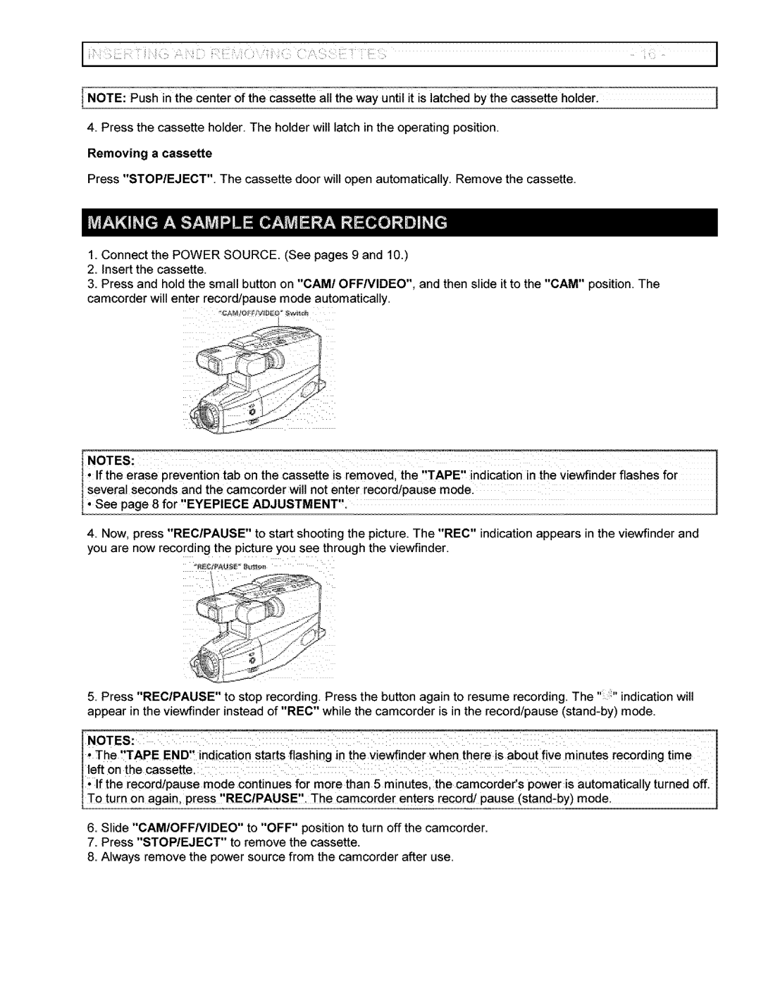 Hitachi VM-6400A instruction manual Eyepiece Adjustment, Tape END 