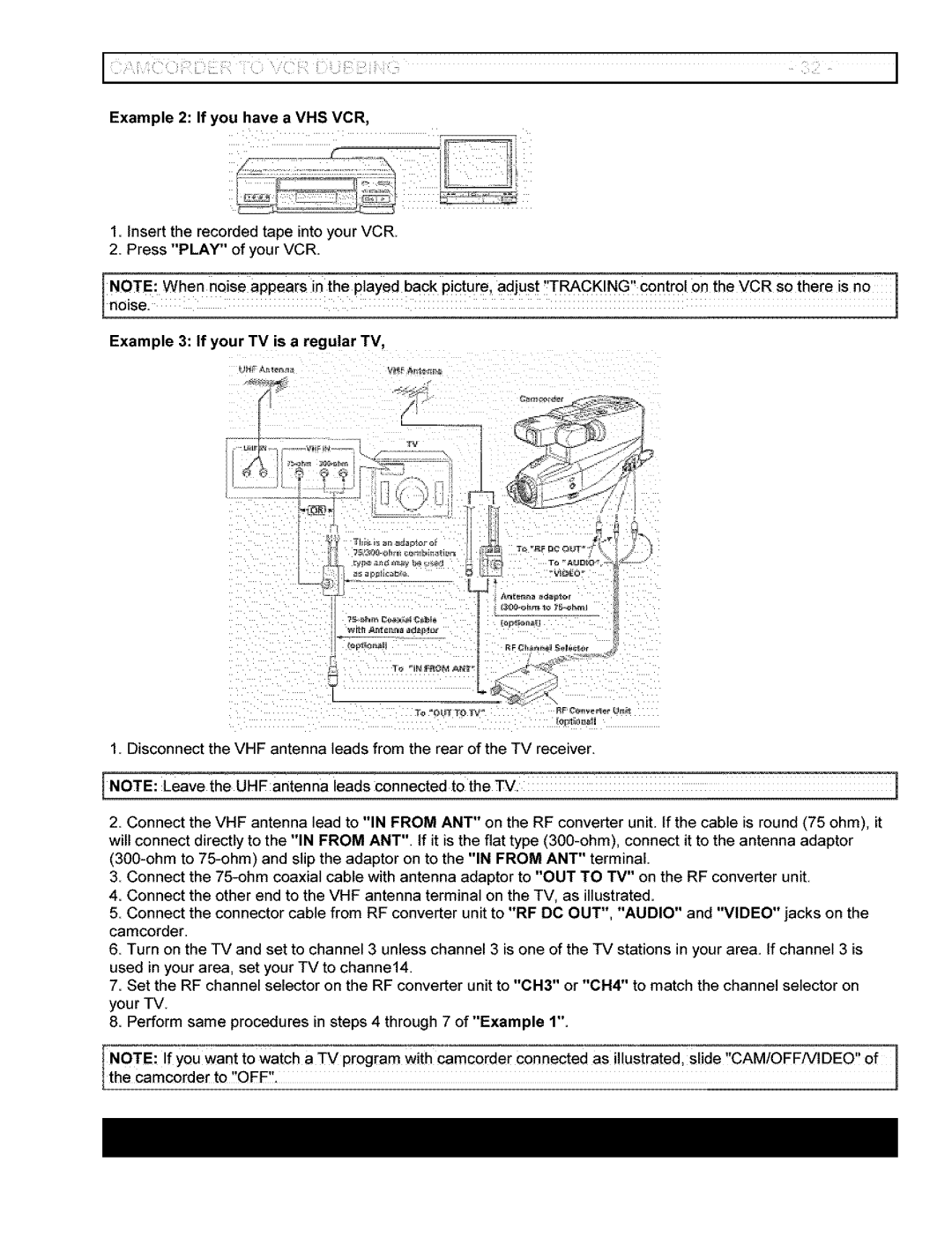 Hitachi VM-6400A instruction manual Example 2 If you have a VHS VCR 