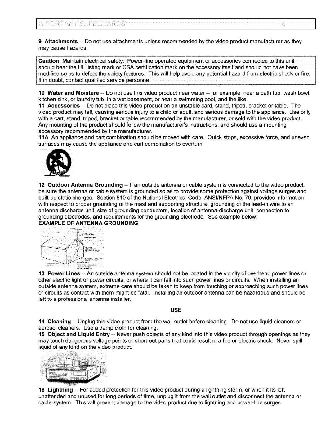 Hitachi VM-6400A instruction manual Example of Antenna Grounding, Use 