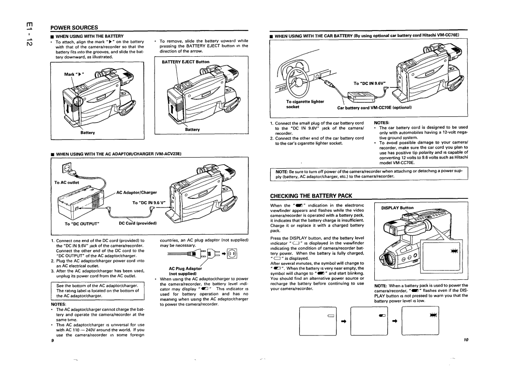 Hitachi VM-ACV23E, VM-8300ES manual 