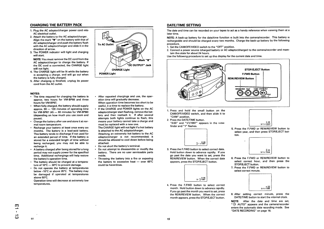 Hitachi VM-8300ES, VM-ACV23E manual 