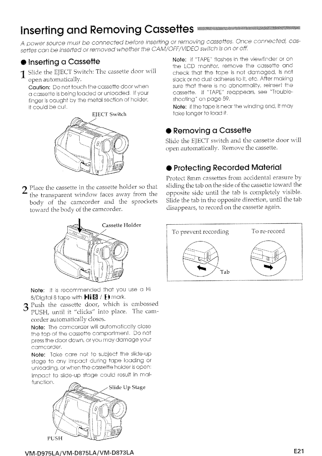 Hitachi VM-D873LA manual 