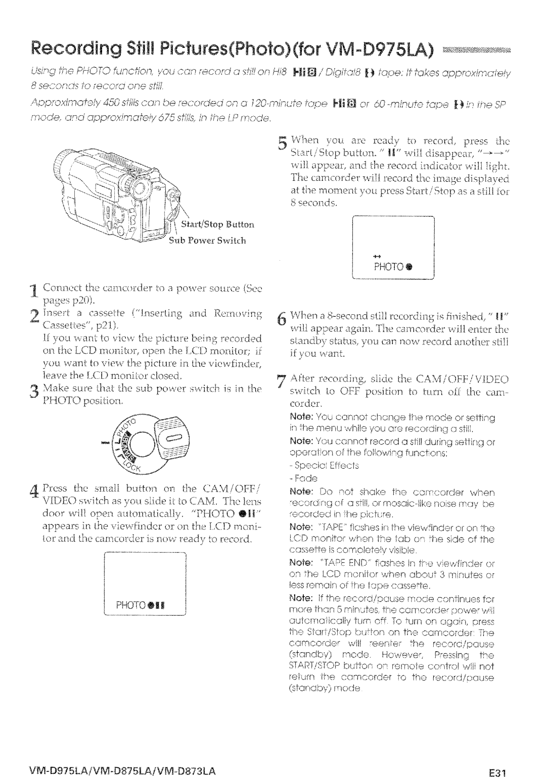 Hitachi VM-D873LA manual 