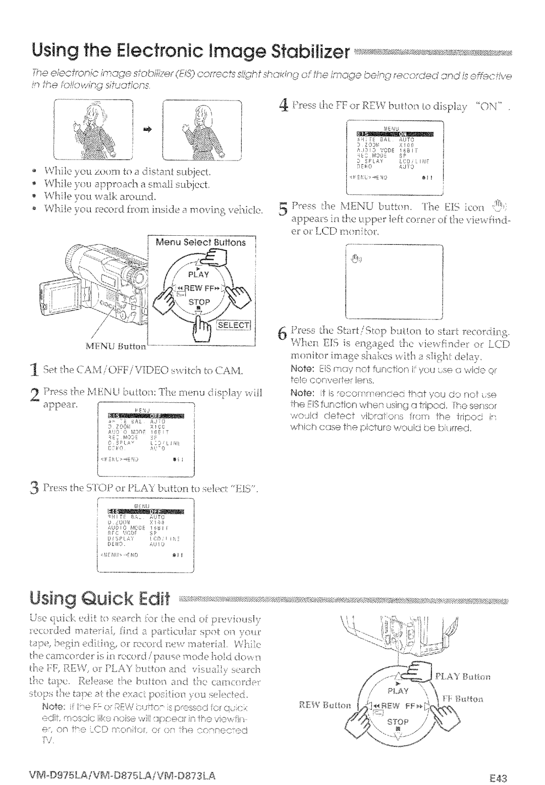 Hitachi VM-D873LA manual 