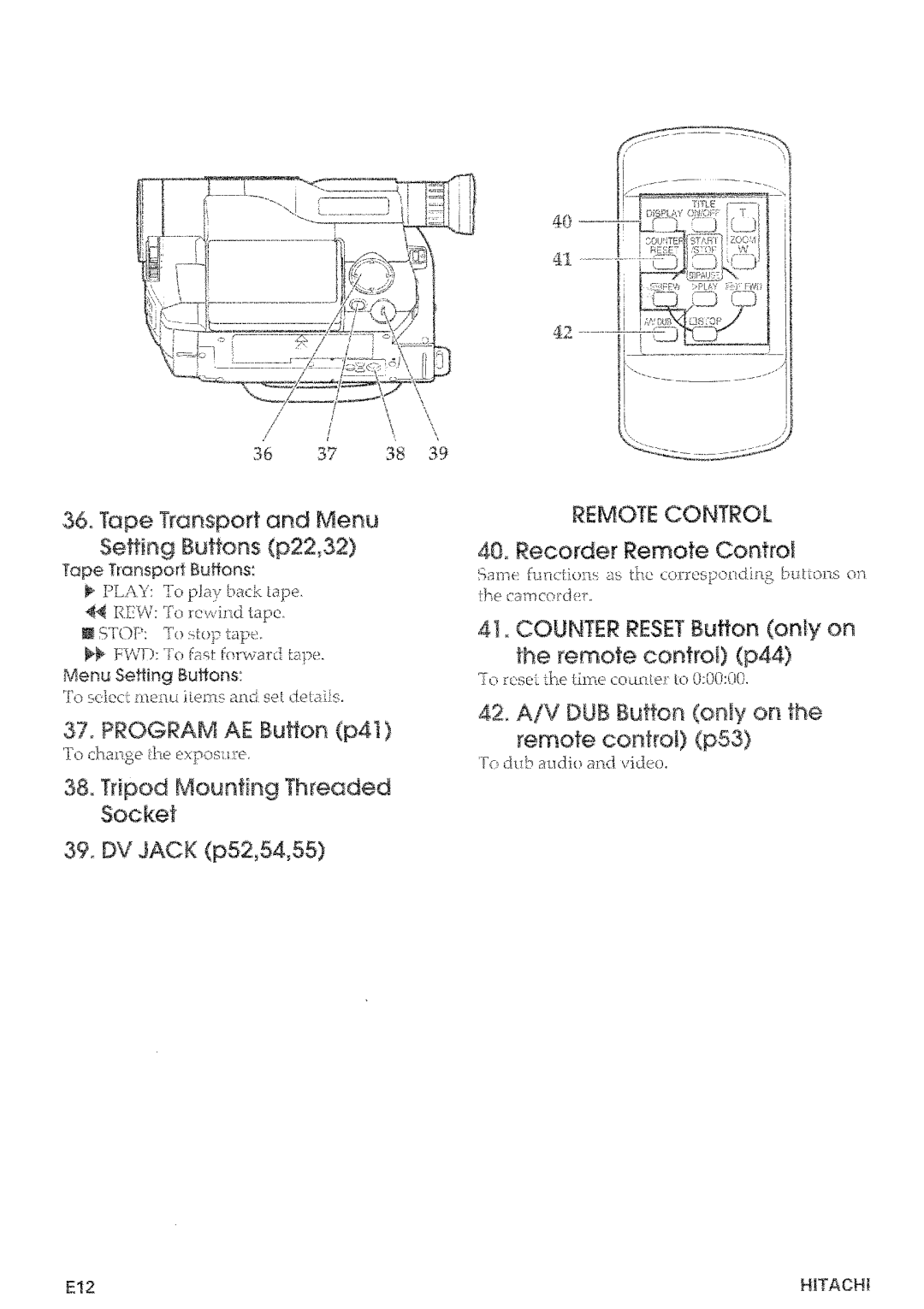 Hitachi VM-D965LA manual 